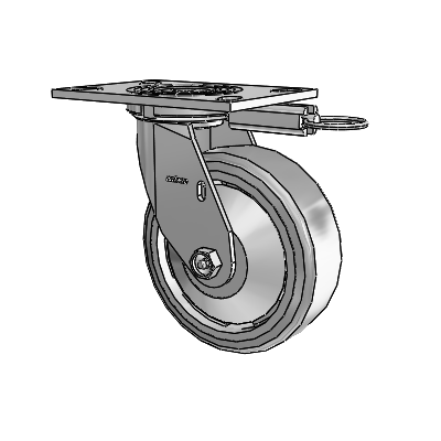 4 Series 2 Inch Wide Top Plate Swivel Caster with 6 x 2 Trans-forma (Flat) Wheel