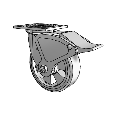 4 Series 2 Inch Wide Top Plate Swivel Caster with 6 x 2 Trans-forma (Flat) Wheel and Total Lock Brake