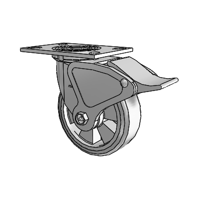 4 Series 2 Inch Wide Top Plate Swivel Caster with 6 x 2 Trans-forma (Flat) Wheel and Total Lock Brake