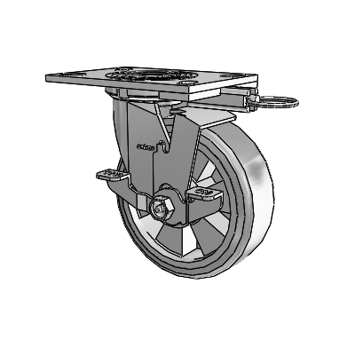 4 Series 2 Inch Wide Top Plate Swivel Caster with 6 x 2 Trans-forma (Flat) Wheel and Top Lock Brake