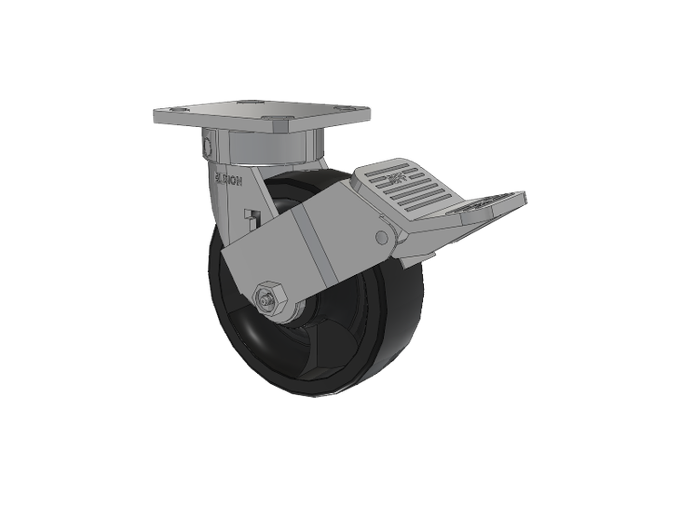 120 Series Top Plate Swivel Caster with 6 x 2 Black Polypropylene RT - Glass-Filled Polypropylene Wheel and Stainless Steel Face Brake