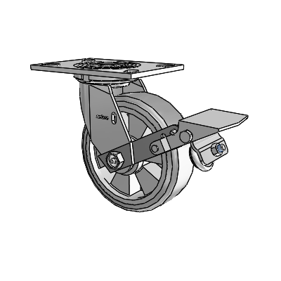 4 Series 2 Inch Wide Top Plate Swivel Caster Caster with 6 x 2 Trans-forma HD (Flat) Wheel and Tread Lock Brake