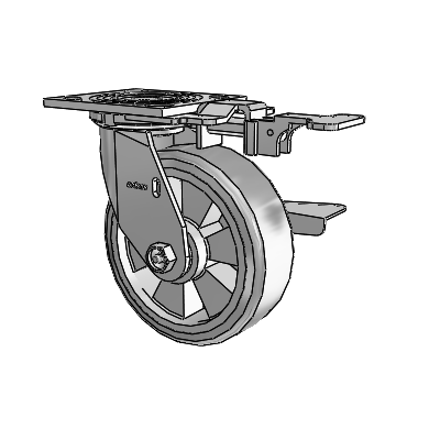 4 Series 2 Inch Wide Top Plate Swivel Caster Caster with 6 x 2 Trans-forma HD (Flat) Wheel and Side Lock Brake