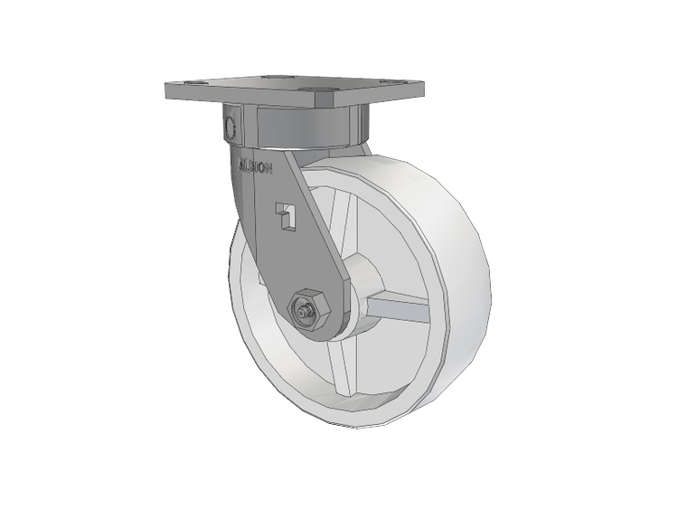120 Series Top Plate Swivel Caster with 6 x 2 White Polypropylene RW - Polypropylene (Retort) Wheel