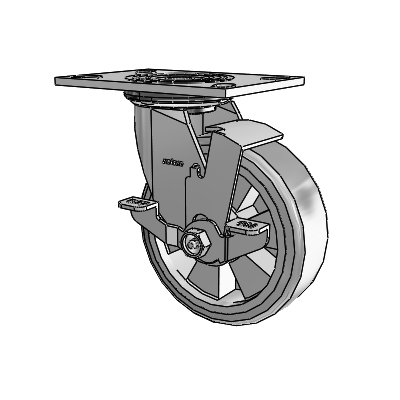 4 Series 2 Inch Wide Top Plate Swivel Caster Caster with 6 x 2 Trans-forma HD (Flat) Wheel and Top Lock Brake