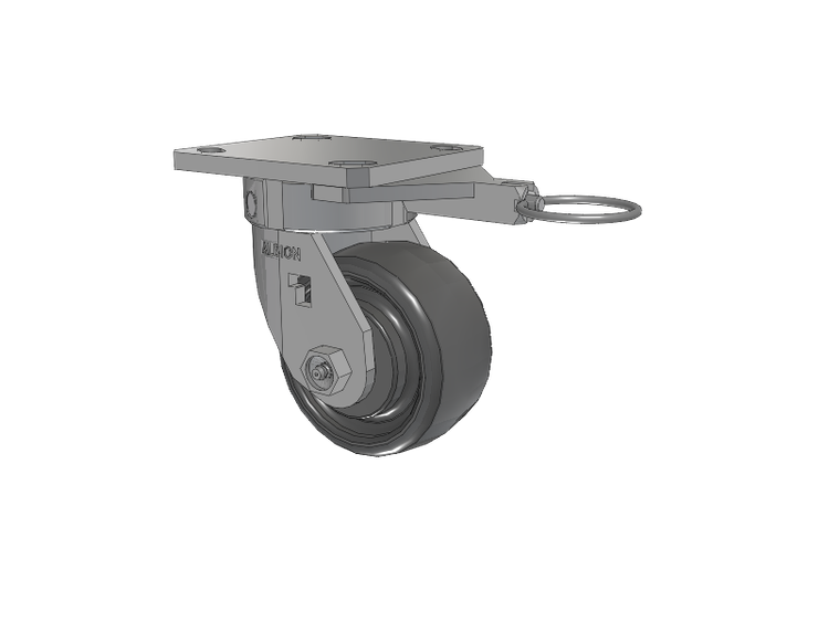 120 Series Top Plate Swivel Caster with 4 x 2 Grey Elastomer SE - Solid Elastomer Wheel