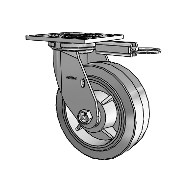 4 Series 2 Inch Wide Top Plate Swivel Caster Caster with 6 x 2 Performa Rubber (Flat/Grey) Wheel