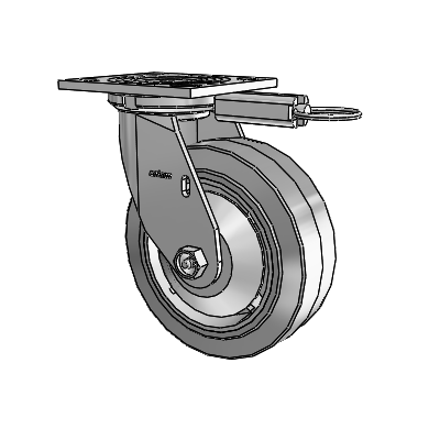 4 Series 2 Inch Wide Top Plate Swivel Caster Caster with 6 x 2 Performa Rubber (Flat/Grey) Wheel
