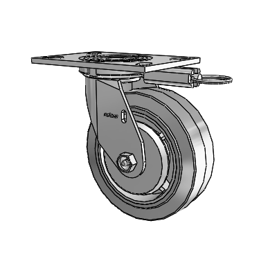4 Series 2 Inch Wide Top Plate Swivel Caster Caster with 6 x 2 Performa Rubber (Flat/Grey) Wheel