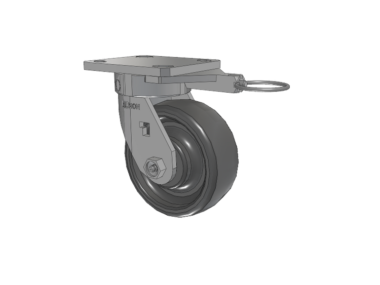 120 Series Top Plate Swivel Caster with 5 x 2 Grey Elastomer SE - Solid Elastomer Wheel