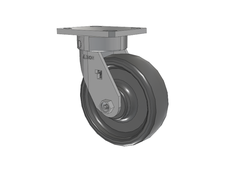 120 Series Top Plate Swivel Caster with 6 x 2 Grey Elastomer SE - Solid Elastomer Wheel