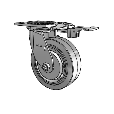 4 Series 2 Inch Wide Top Plate Swivel Caster Caster with 6 x 2 Performa Rubber (Flat/Grey) Wheel