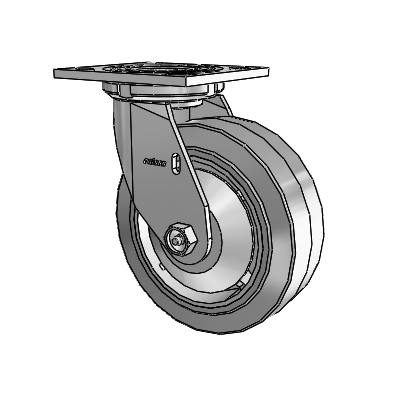 4 Series 2 Inch Wide Top Plate Swivel Caster Caster with 6 x 2 Performa Rubber (Flat/Grey) Wheel