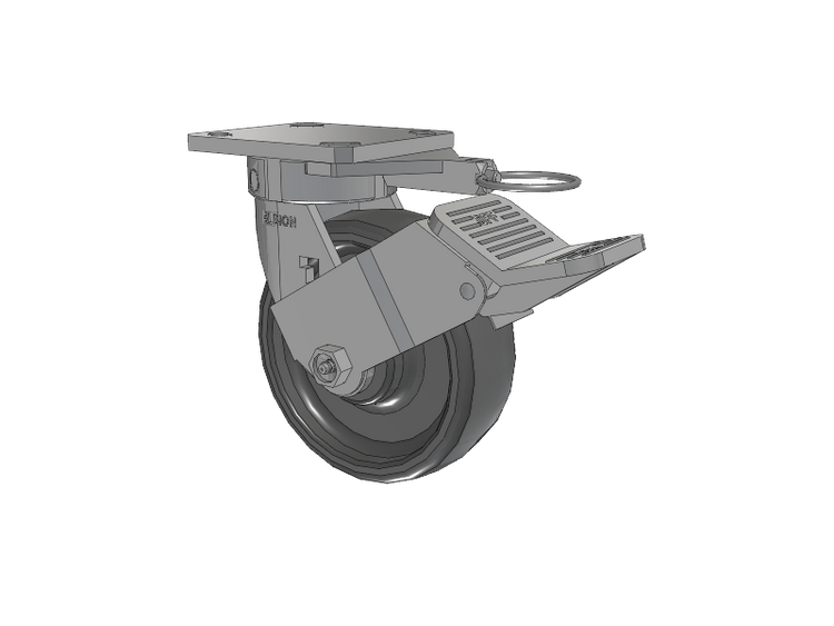 120 Series Top Plate Swivel Caster with 6 x 2 Grey Elastomer SE - Solid Elastomer Wheel and Stainless Steel Face Brake
