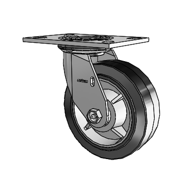 4 Series 2 Inch Wide Top Plate Swivel Caster Caster with 6 x 2 Performa Rubber (Flat/Black) Wheel
