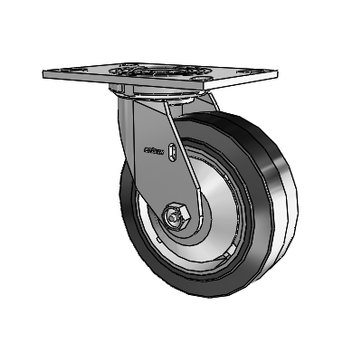 4 Series 2 Inch Wide Top Plate Swivel Caster Caster with 6 x 2 Performa Rubber (Flat/Black) Wheel