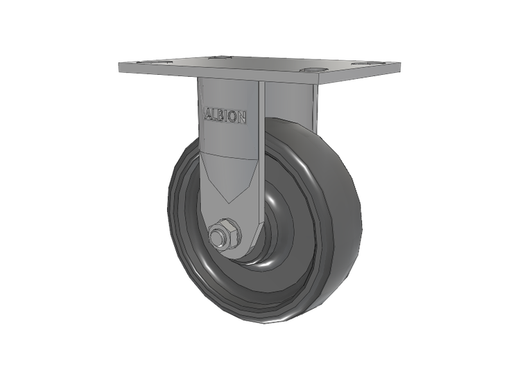 120 Series Top Plate Rigid Caster with 6 x 2 Grey Elastomer SE - Solid Elastomer Wheel