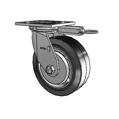 4 Series 2 Inch Wide Top Plate Swivel Caster Caster with 6 x 2 Performa Rubber (Flat/Black) Wheel