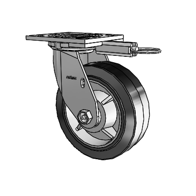 4 Series 2 Inch Wide Top Plate Swivel Caster Caster with 6 x 2 Performa Rubber (Flat/Black) Wheel