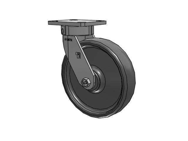 120 Series Top Plate Swivel Caster with 8 x 2 Grey Elastomer SE - Solid Elastomer Wheel