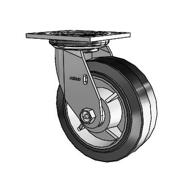 4 Series 2 Inch Wide Top Plate Swivel Caster Caster with 6 x 2 Performa Rubber (Flat/Black) Wheel