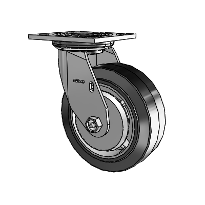 4 Series 2 Inch Wide Top Plate Swivel Caster Caster with 6 x 2 Performa Rubber (Flat/Black) Wheel