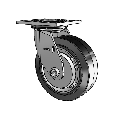 4 Series 2 Inch Wide Top Plate Swivel Caster Caster with 6 x 2 Performa Rubber (Flat/Black) Wheel