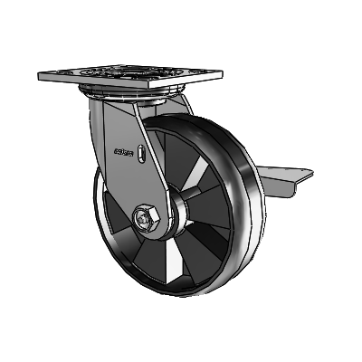 4 Series 2 Inch Wide Top Plate Swivel Caster Caster with 6 x 2 Maxim Wheel and Side Lock Brake