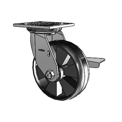 4 Series 2 Inch Wide Top Plate Swivel Caster Caster with 6 x 2 Maxim Wheel and Side Lock Brake