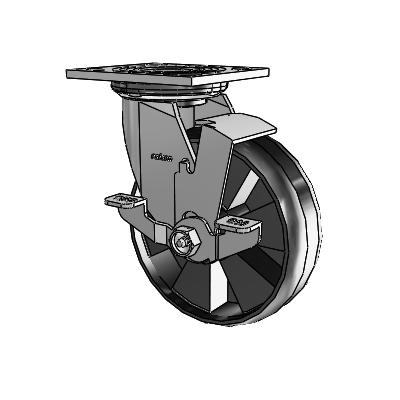 4 Series 2 Inch Wide Top Plate Swivel Caster Caster with 6 x 2 Maxim Wheel and Top Lock Brake