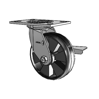 4 Series 2 Inch Wide Top Plate Swivel Caster Caster with 6 x 2 Maxim Wheel and Side Lock Brake