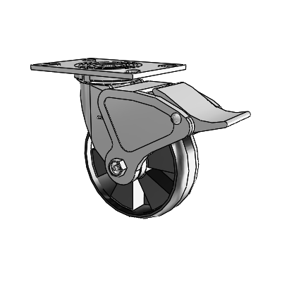 4 Series 2 Inch Wide Top Plate Swivel Caster Caster with 6 x 2 Maxim Wheel and Total Lock Brake