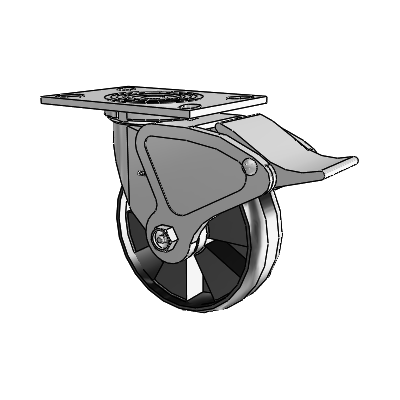 4 Series 2 Inch Wide Top Plate Swivel Caster Caster with 6 x 2 Maxim Wheel and Total Lock Brake