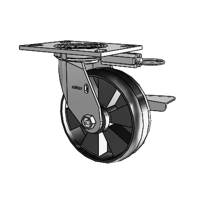 4 Series 2 Inch Wide Top Plate Swivel Caster Caster with 6 x 2 Maxim Wheel and Side Lock Brake