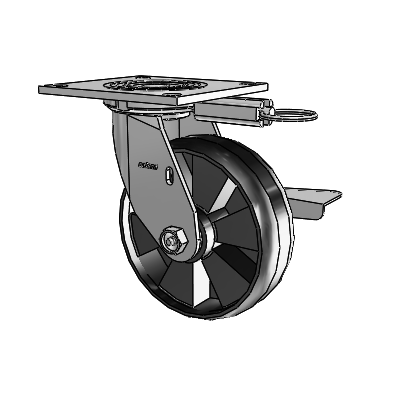 4 Series 2 Inch Wide Top Plate Swivel Caster Caster with 6 x 2 Maxim Wheel and Side Lock Brake