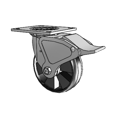 4 Series 2 Inch Wide Top Plate Swivel Caster Caster with 6 x 2 Maxim Wheel and Total Lock Brake