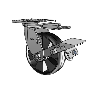 4 Series 2 Inch Wide Top Plate Swivel Caster Caster with 6 x 2 Maxim Wheel and Tread Lock Brake