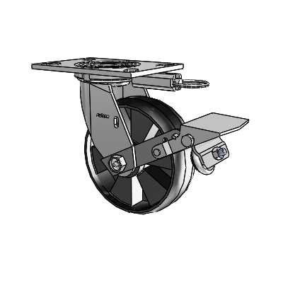 4 Series 2 Inch Wide Top Plate Swivel Caster Caster with 6 x 2 Maxim Wheel and Tread Lock Brake