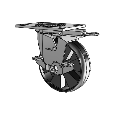 4 Series 2 Inch Wide Top Plate Swivel Caster Caster with 6 x 2 Maxim Wheel and Top Lock Brake