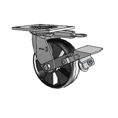 4 Series 2 Inch Wide Top Plate Swivel Caster Caster with 6 x 2 Maxim Wheel and Tread Lock Brake