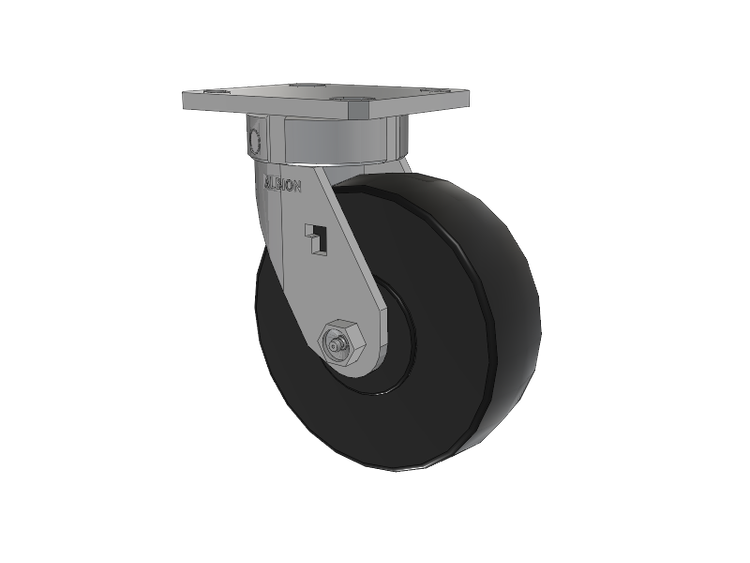 120 Series Top Plate Swivel Caster with 6 x 2 Black Phenolic Resin TH - Phenolic (Straight Sided) Wheel