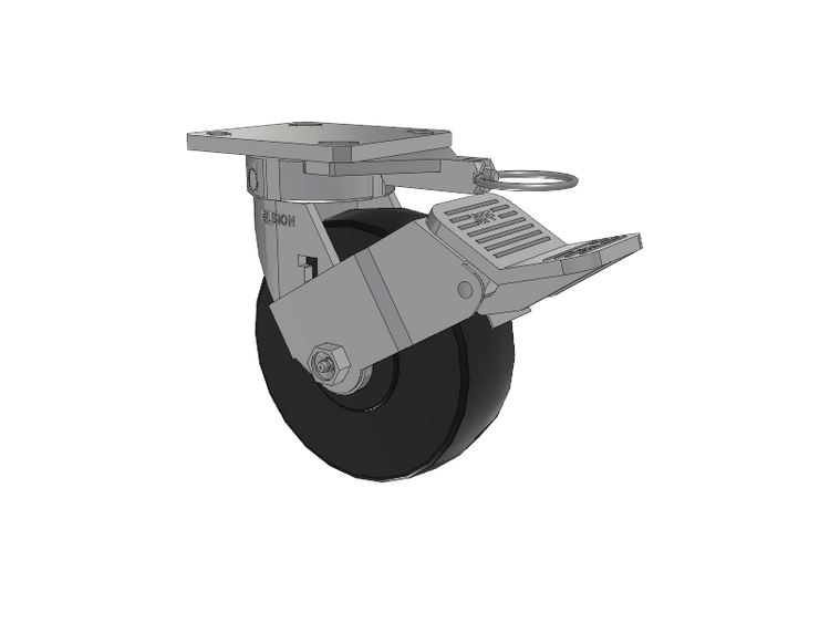 120 Series Top Plate Swivel Caster with 6 x 2 Black Phenolic Resin TH - Phenolic (Straight Sided) Wheel and Stainless Steel Face Brake