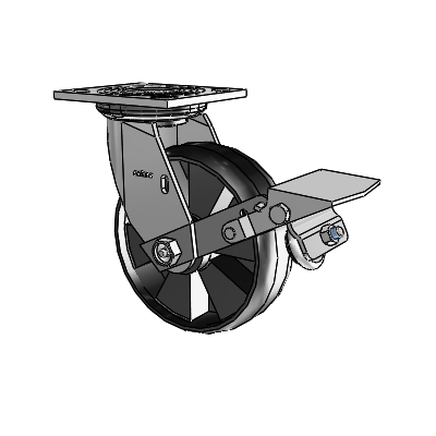 4 Series 2 Inch Wide Top Plate Swivel Caster Caster with 6 x 2 Maxim Wheel and Tread Lock Brake