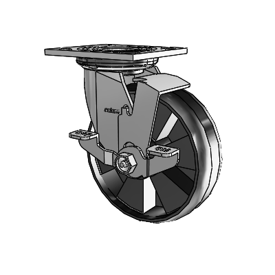 4 Series 2 Inch Wide Top Plate Swivel Caster Caster with 6 x 2 Maxim Wheel and Top Lock Brake