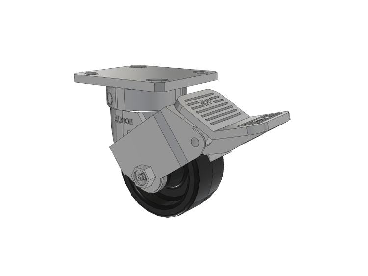 120 Series Top Plate Swivel Caster with 4 x 2 Black Phenolic Resin TM - Phenolic Wheel and Stainless Steel Face Brake