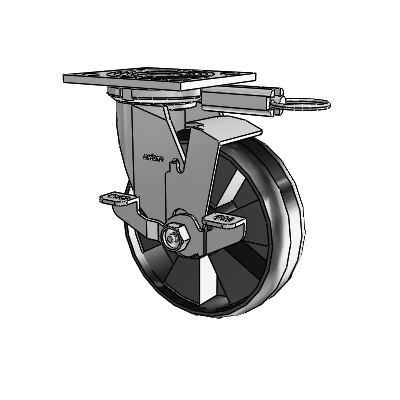 4 Series 2 Inch Wide Top Plate Swivel Caster Caster with 6 x 2 Maxim Wheel and Top Lock Brake