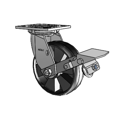 4 Series 2 Inch Wide Top Plate Swivel Caster Caster with 6 x 2 Maxim Wheel and Tread Lock Brake