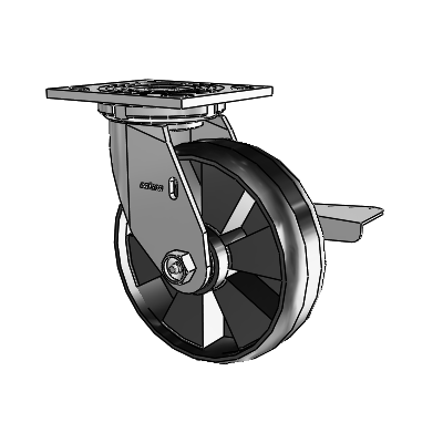 4 Series 2 Inch Wide Top Plate Swivel Caster Caster with 6 x 2 Maxim Wheel and Side Lock Brake