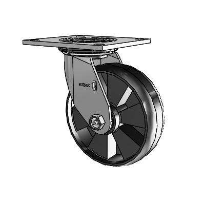 Roulette pivotante de la série 4, à plaque supérieure de 2 pouces de large, équipée d'une roue Maxim 6 x 2