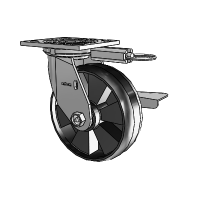 4 Series 2 Inch Wide Top Plate Swivel Caster Caster with 6 x 2 Maxim Wheel and Side Lock Brake